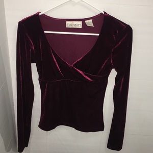 Cross front burgundy top